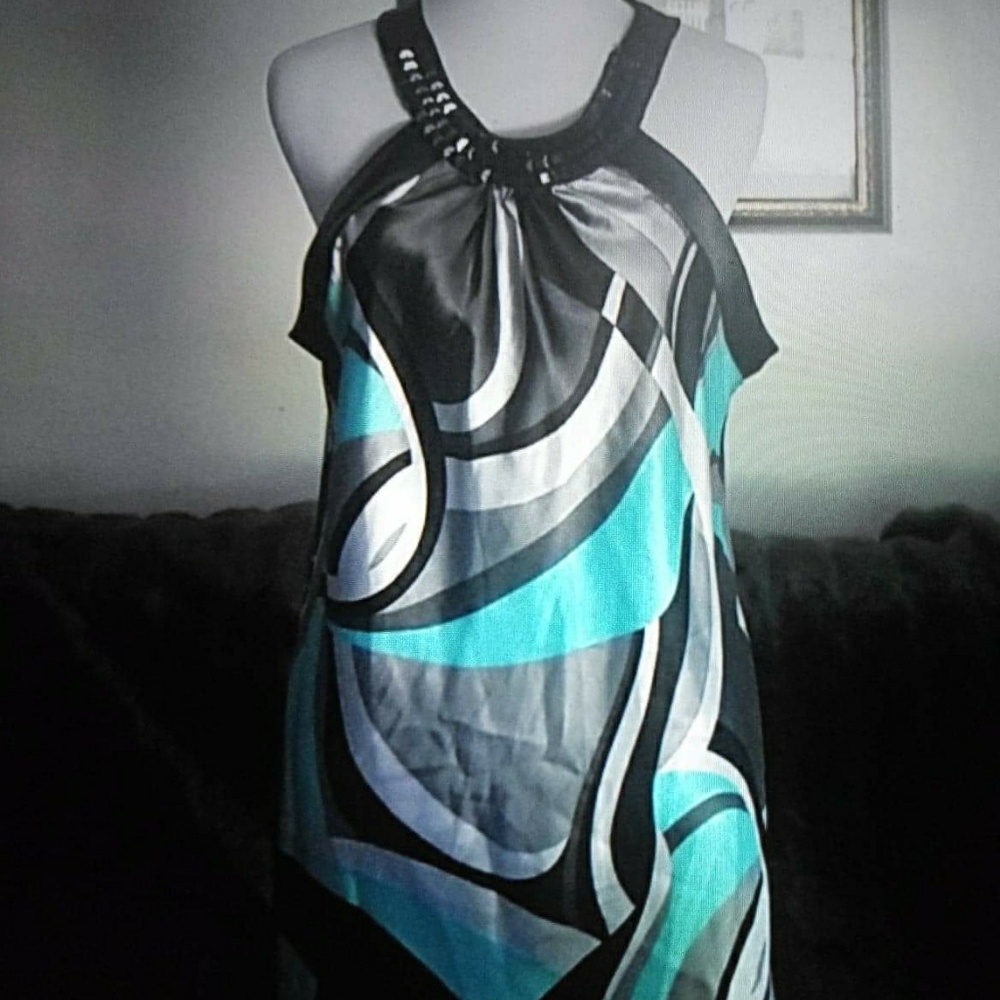 Teal Black and Gray dress or tunic